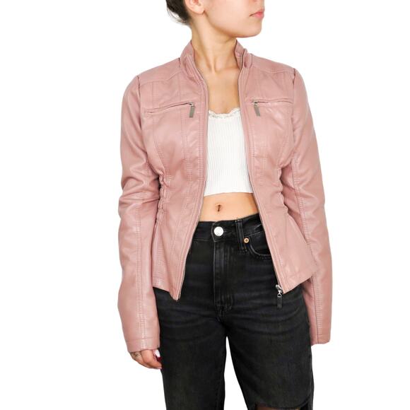 Urban Outfitters New Look Y2k Pink Leather Jacket Small - Picture 1 of 9